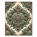 Ornate Sage Green Acanthus Medallion Rug