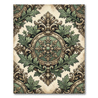 Ornate Sage Green Acanthus Medallion Rug