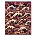 Majestic Crimson Gold Japanese Wave Rug