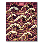 Majestic Crimson Gold Japanese Wave Rug