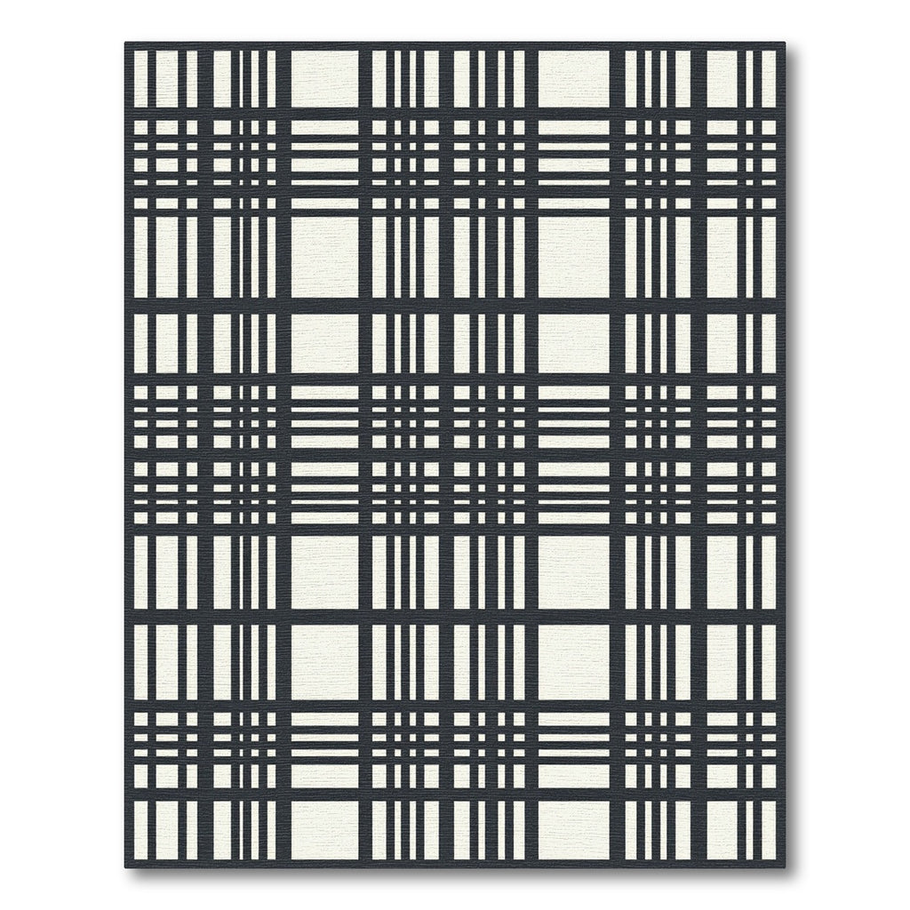 Classic Black and White Plaid Tartan Rug
