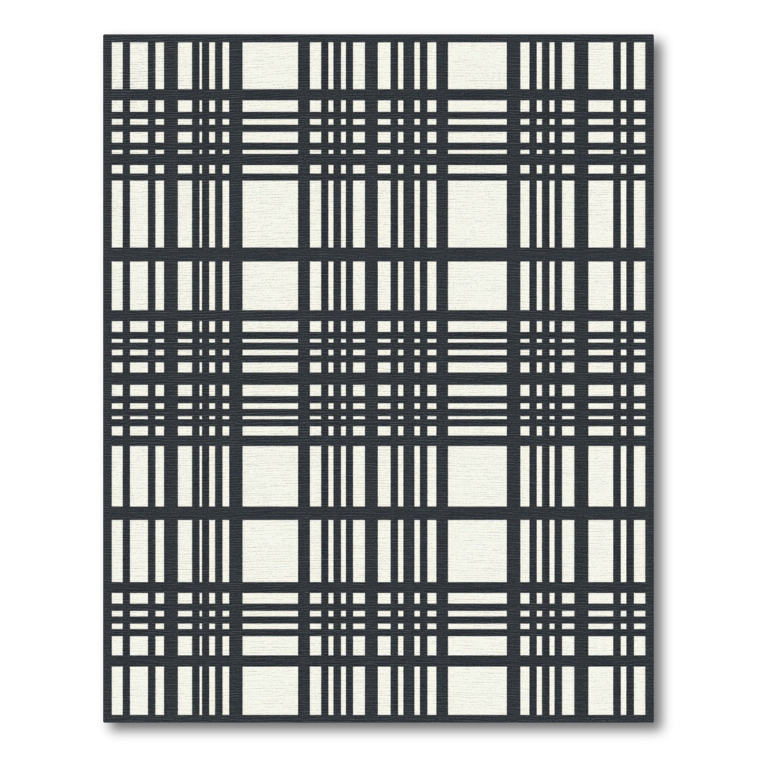 Classic Black and White Plaid Tartan Rug