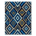 Blue and Gold Geometric Tribal Diamond Rug