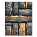Charred Gray Wood Grain Mosaic Rug