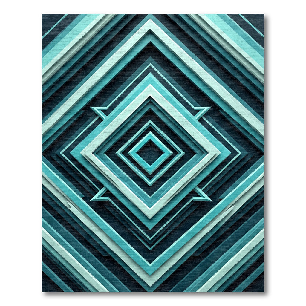 Deep Teal Layered Diamond Accordion Rug