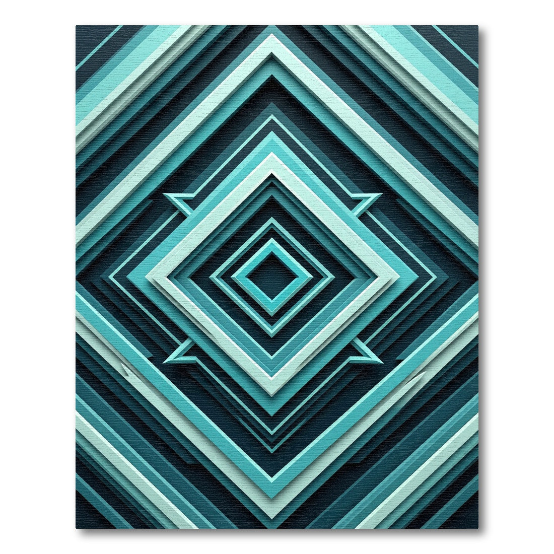 Deep Teal Layered Diamond Accordion Rug
