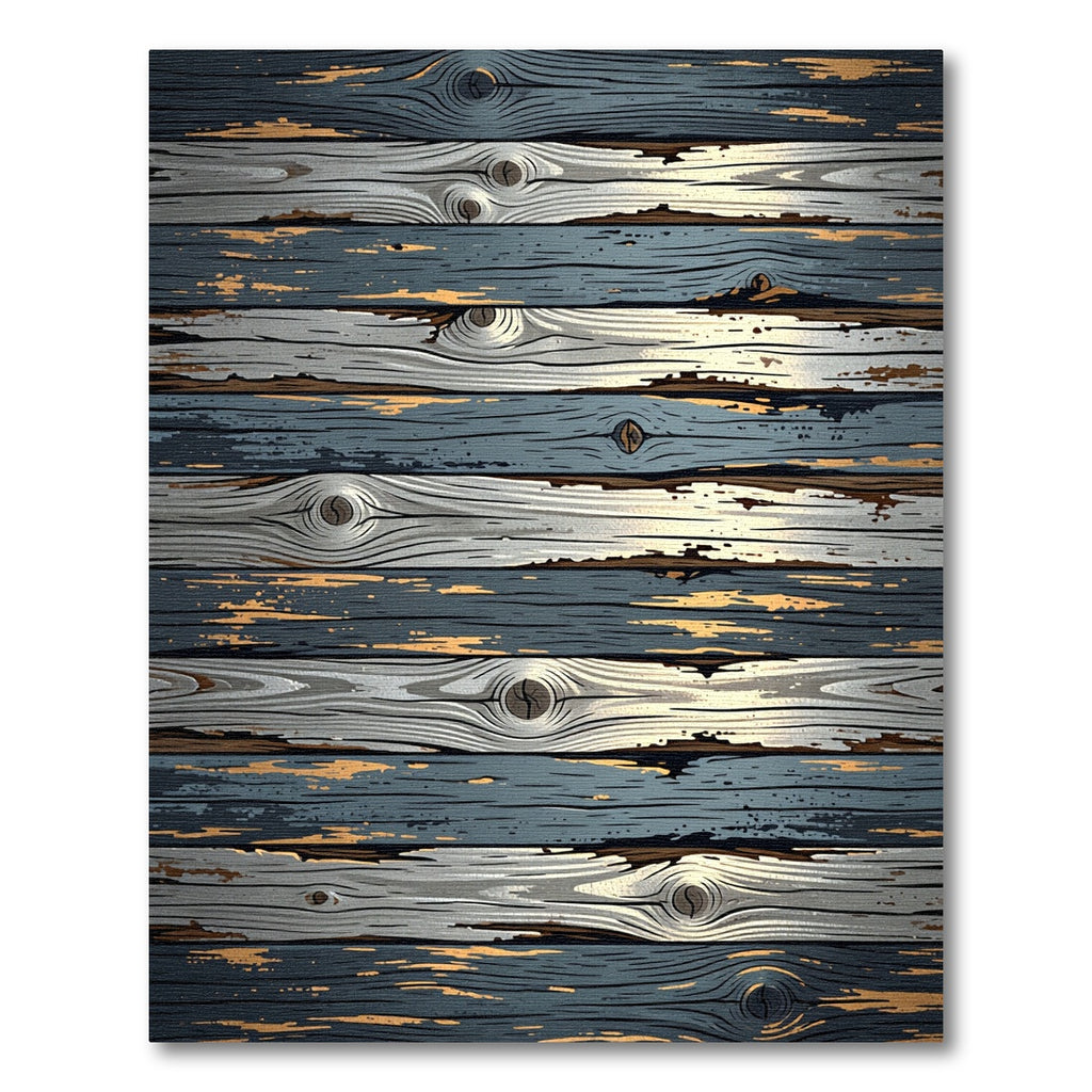 Weathered Navy and White Planks Rug