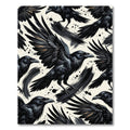 Dramatic Black Raven Ink Wash Illustration Rug