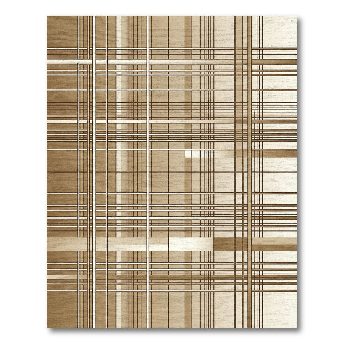 Neutral Beige Abstract Grid Linear Rug
