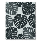 Monstera Leaves Tropical Dark Gray Rug