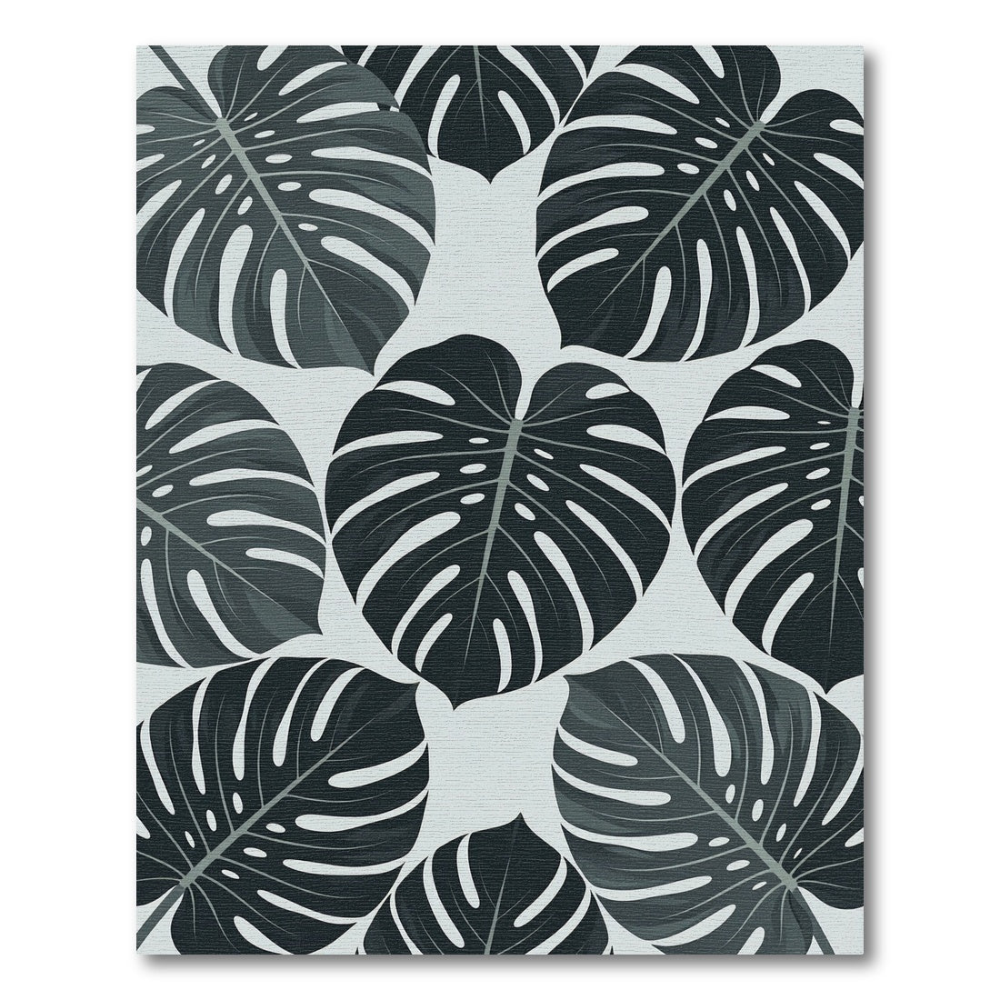 Monstera Leaves Tropical Dark Gray Rug