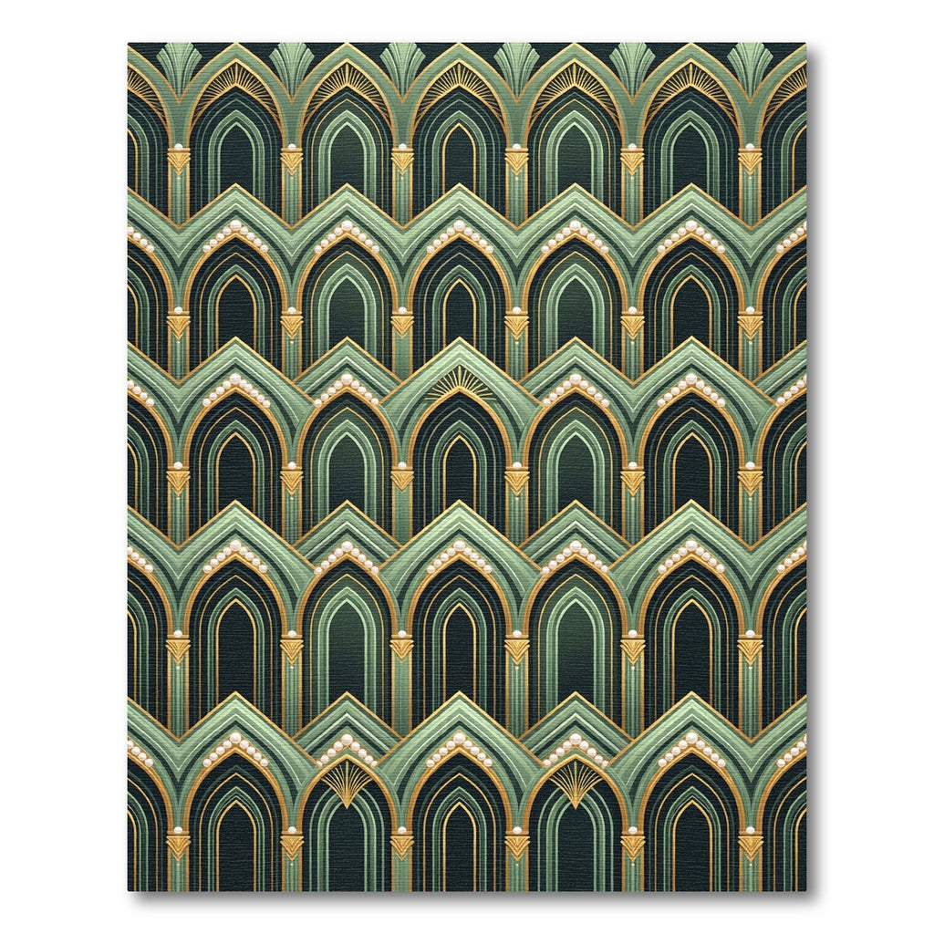 Emerald Green Art Deco Archway Rug