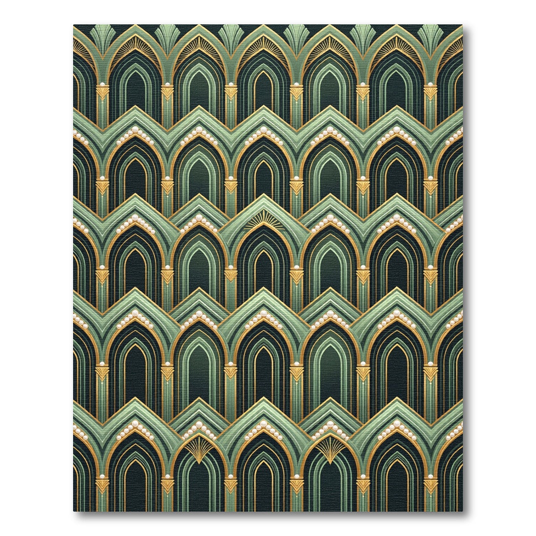 Emerald Green Art Deco Archway Rug