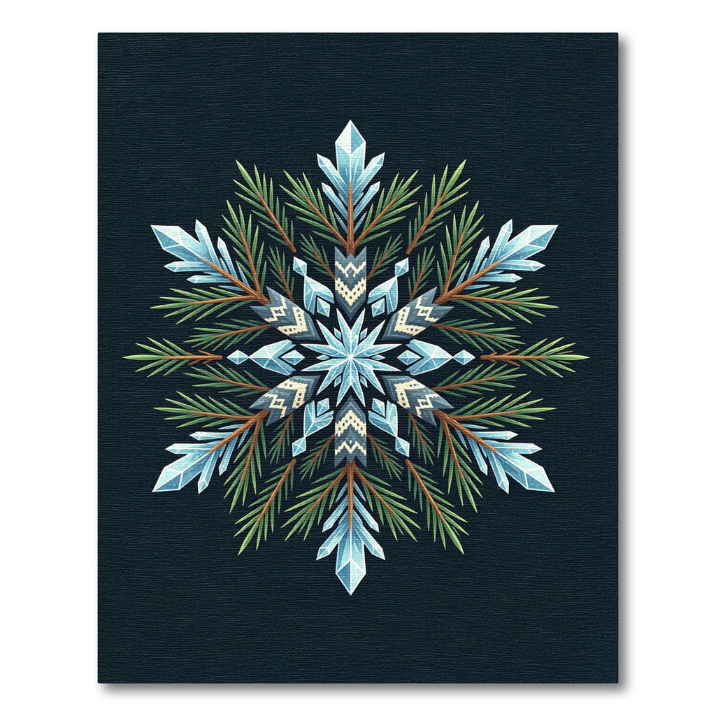 Winter Crystal Pine Snowflake Rug
