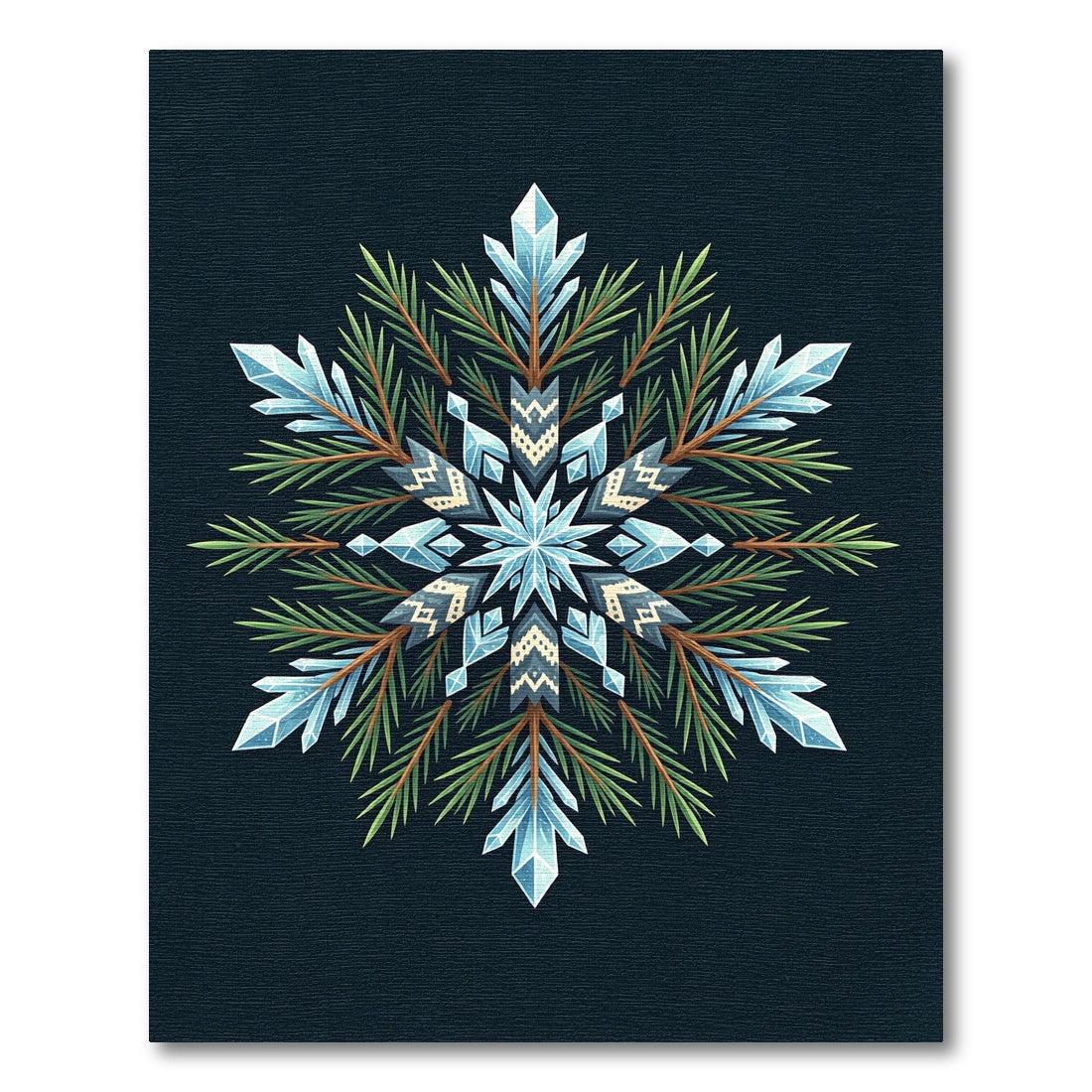 Winter Crystal Pine Snowflake Rug