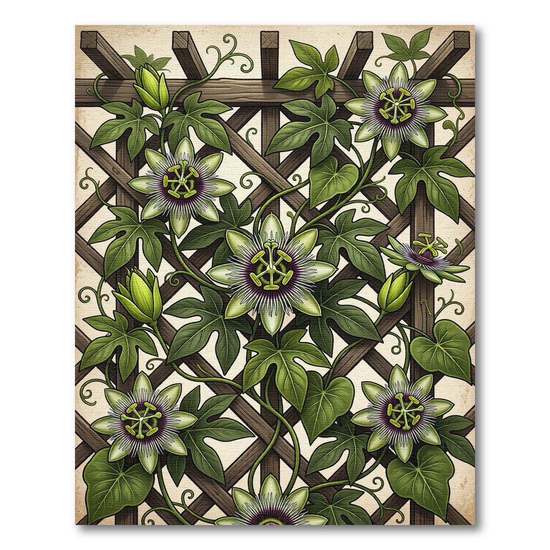 Botanical Passion Flower Trellis Rug