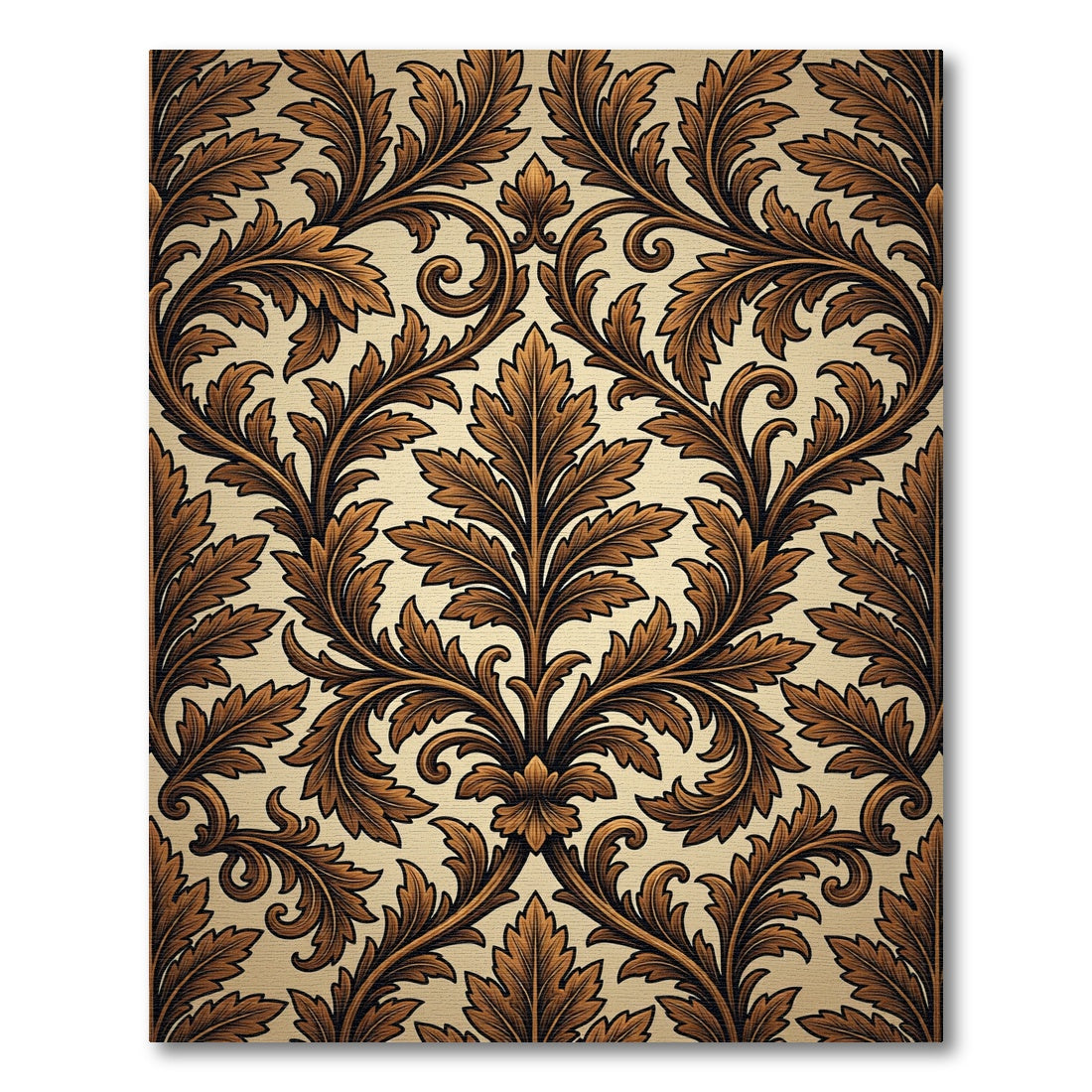 Elegant Brown Bronze Acanthus Scroll Rug