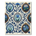 Elegant Blue Floral Cameo Botanical Rug