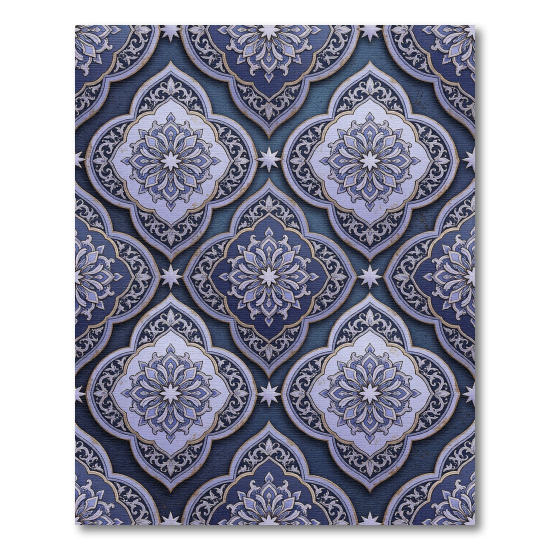 Deep Indigo Floral Arabesque Arrangement Rug