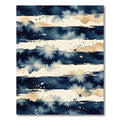 Deep Navy Blue Watercolor Splatter Stripes Rug