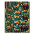 Enchanted Forest Wildlife Woodland Animals Rug