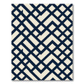 Midnight Navy Cream Interlocking Geometric Grid Rug