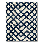 Midnight Navy Cream Interlocking Geometric Grid Rug