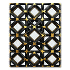Black Golden Diamond Lattice Stars Rug