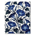 Navy Blue Morning Glory Floral Vine Rug