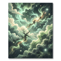 Ethereal Green Nebula Cosmic Tree Rug