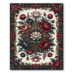 Elegant Crimson Lotus Floral Medallion Rug