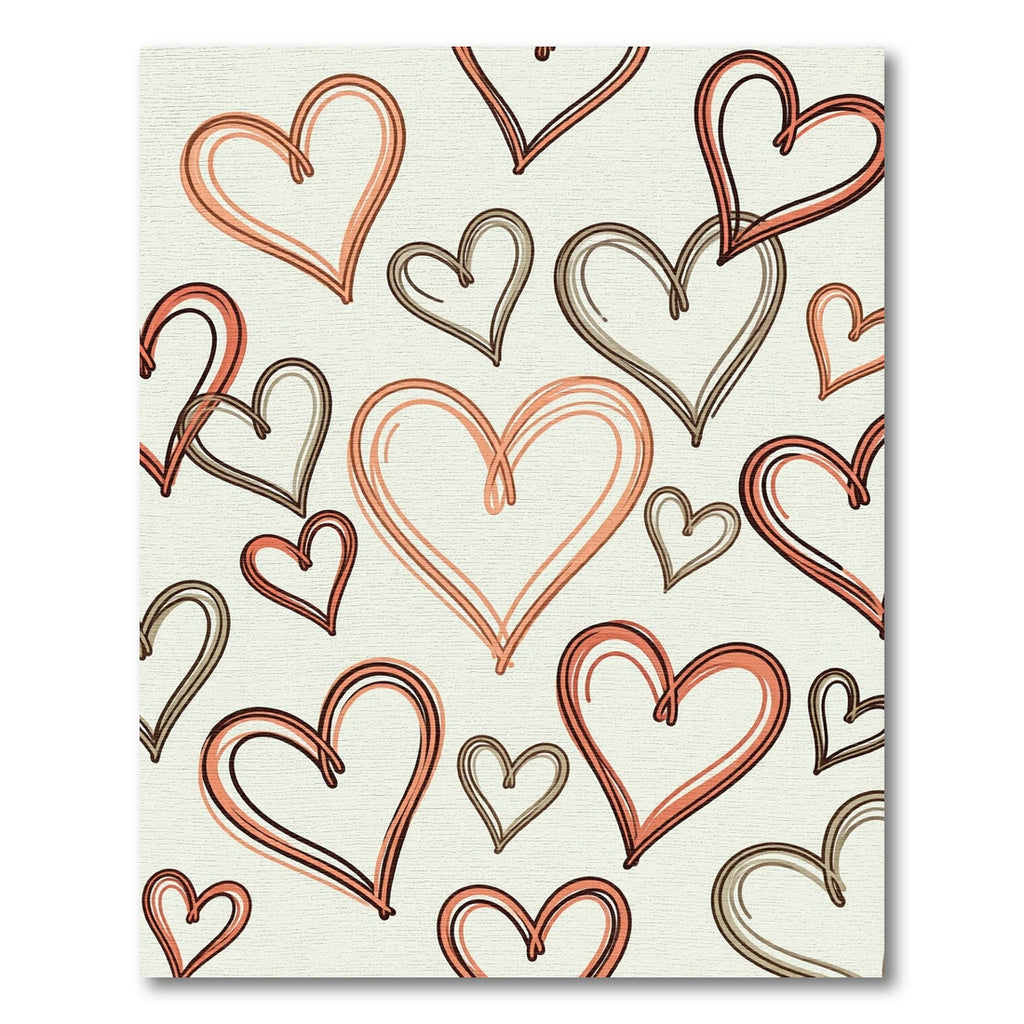 Terracotta Brown Hearts Collage Rug