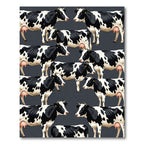 Graphic Black and White Cow Herd Rug