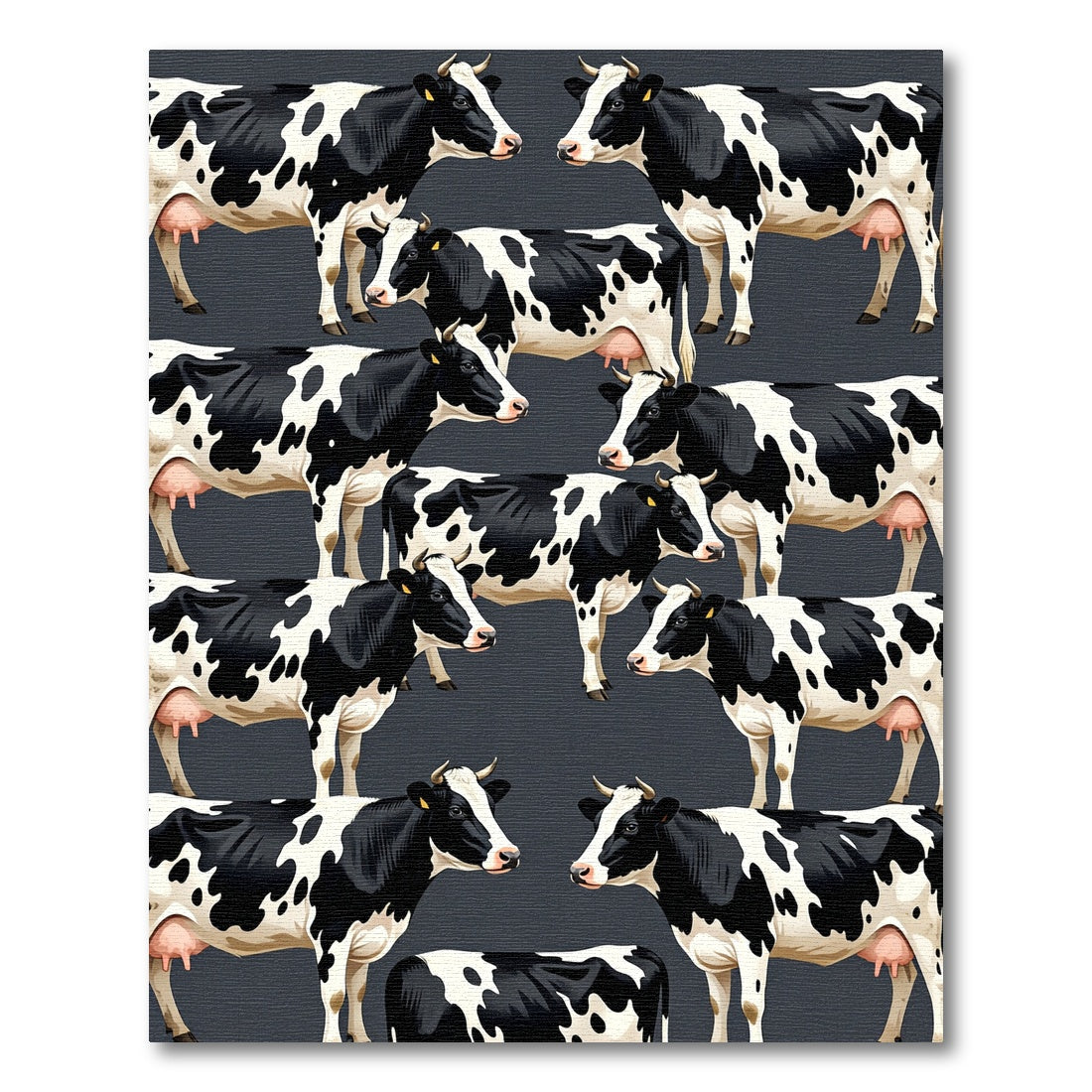 Graphic Black and White Cow Herd Rug