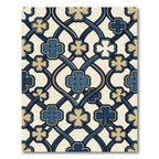 Navy and Beige Clover Trellis Area Rug