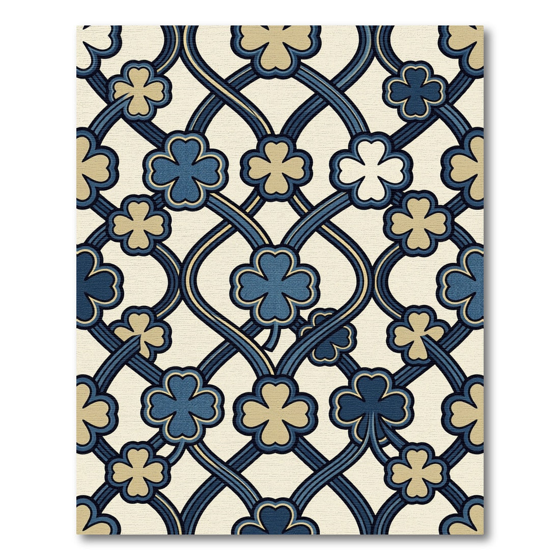 Navy and Beige Clover Trellis Area Rug