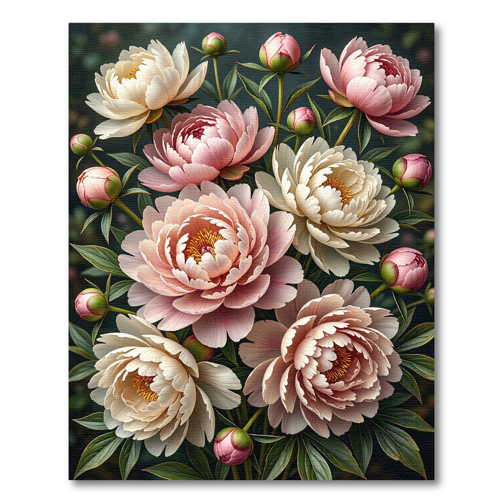 Elegant Blush Peony Floral Bouquet Rug