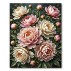 Elegant Blush Peony Floral Bouquet Rug
