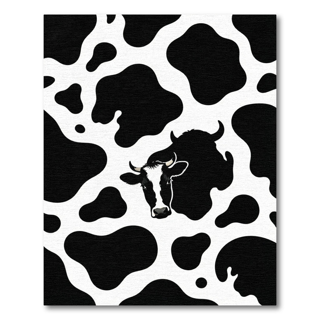 Black White Cow Spots Face Rug