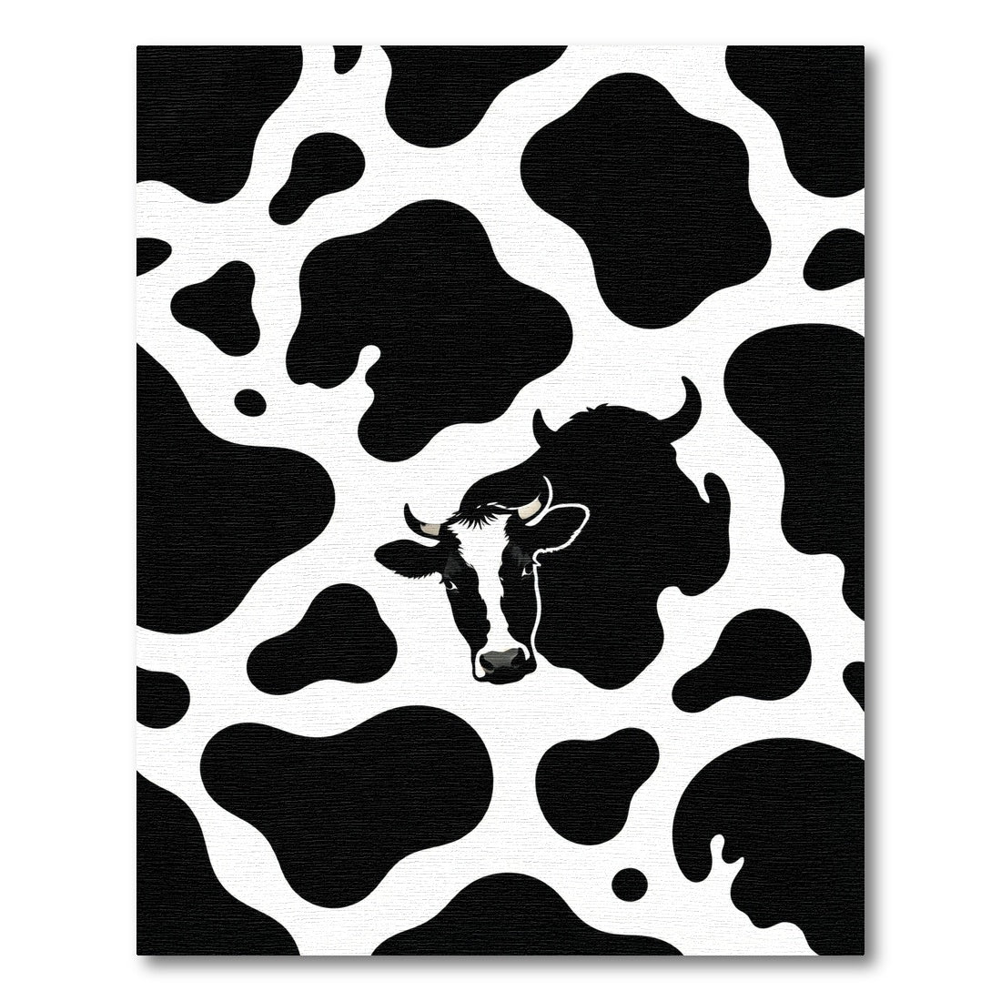 Black White Cow Spots Face Rug