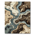 Abstract Earth Tone River Swirl Rug