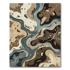 Abstract Earth Tone River Swirl Rug