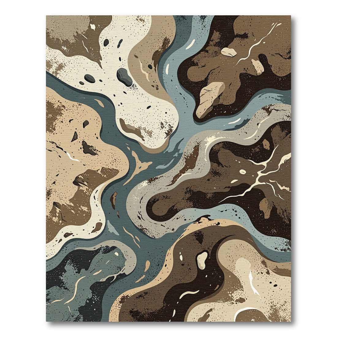 Abstract Earth Tone River Swirl Rug