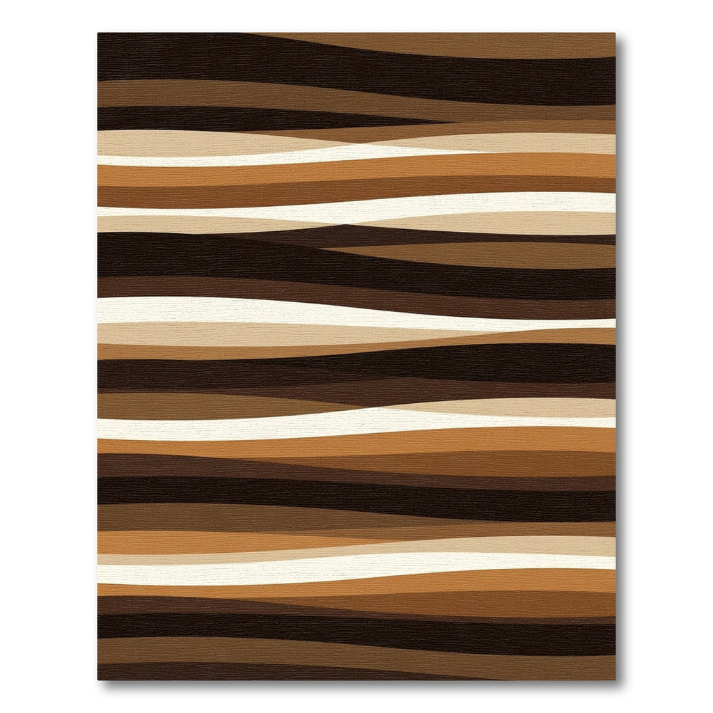 Minimalist Brown Wavy Striped Rug