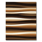 Minimalist Brown Wavy Striped Rug