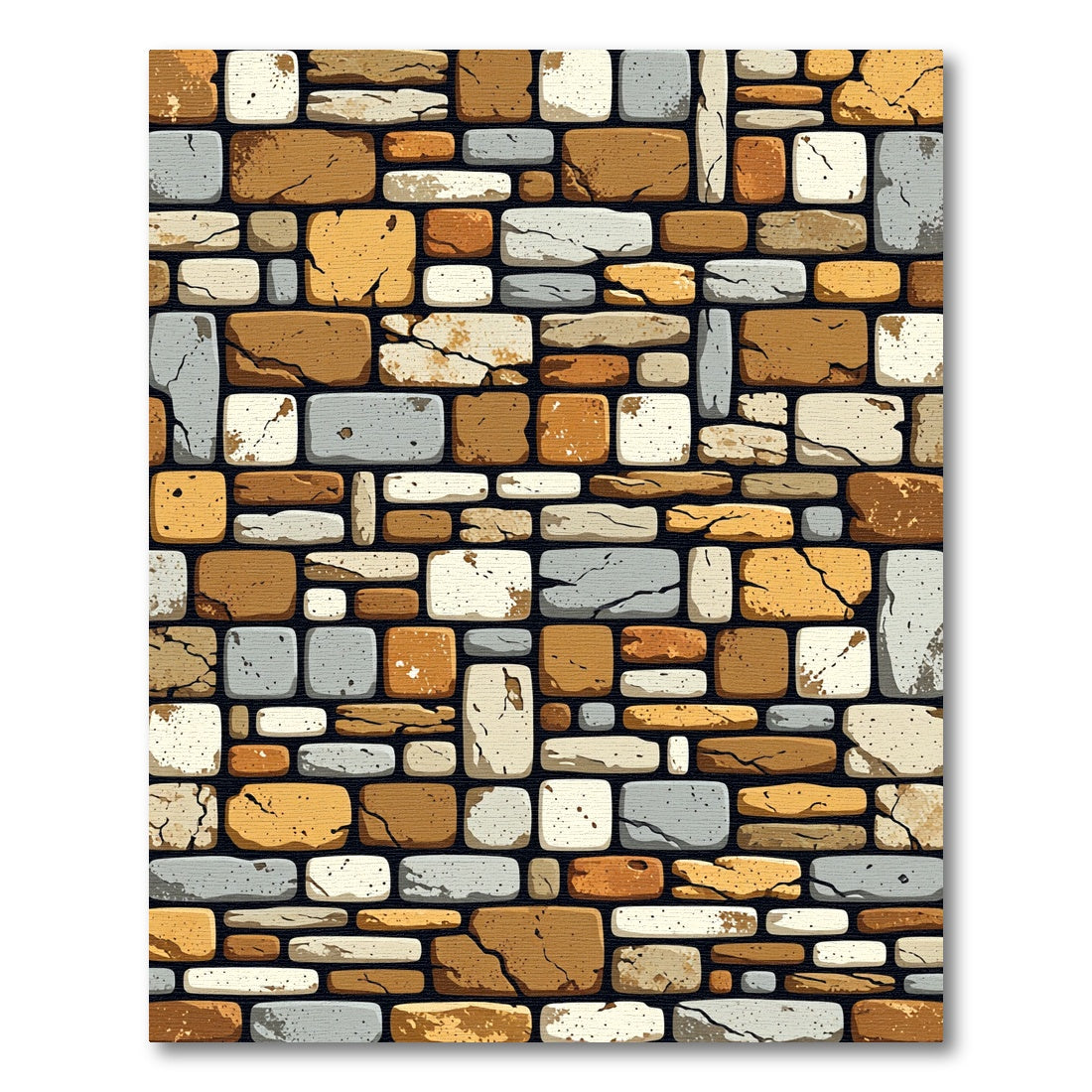 Rustic Stacked Stone Wall Texture Rug