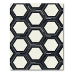 Monochrome Layered Hexagon Grid Rug
