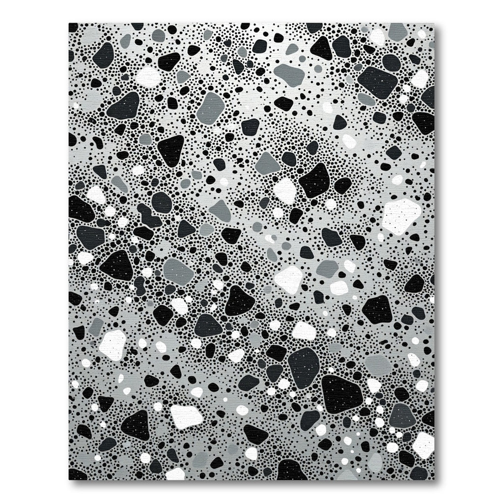 Monochrome Abstract Speckled Terrazzo Stone Rug