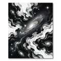 Black and White Cosmic Nebula Swirl Rug