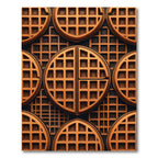 Textured Golden Waffle Grid Geometric Rug